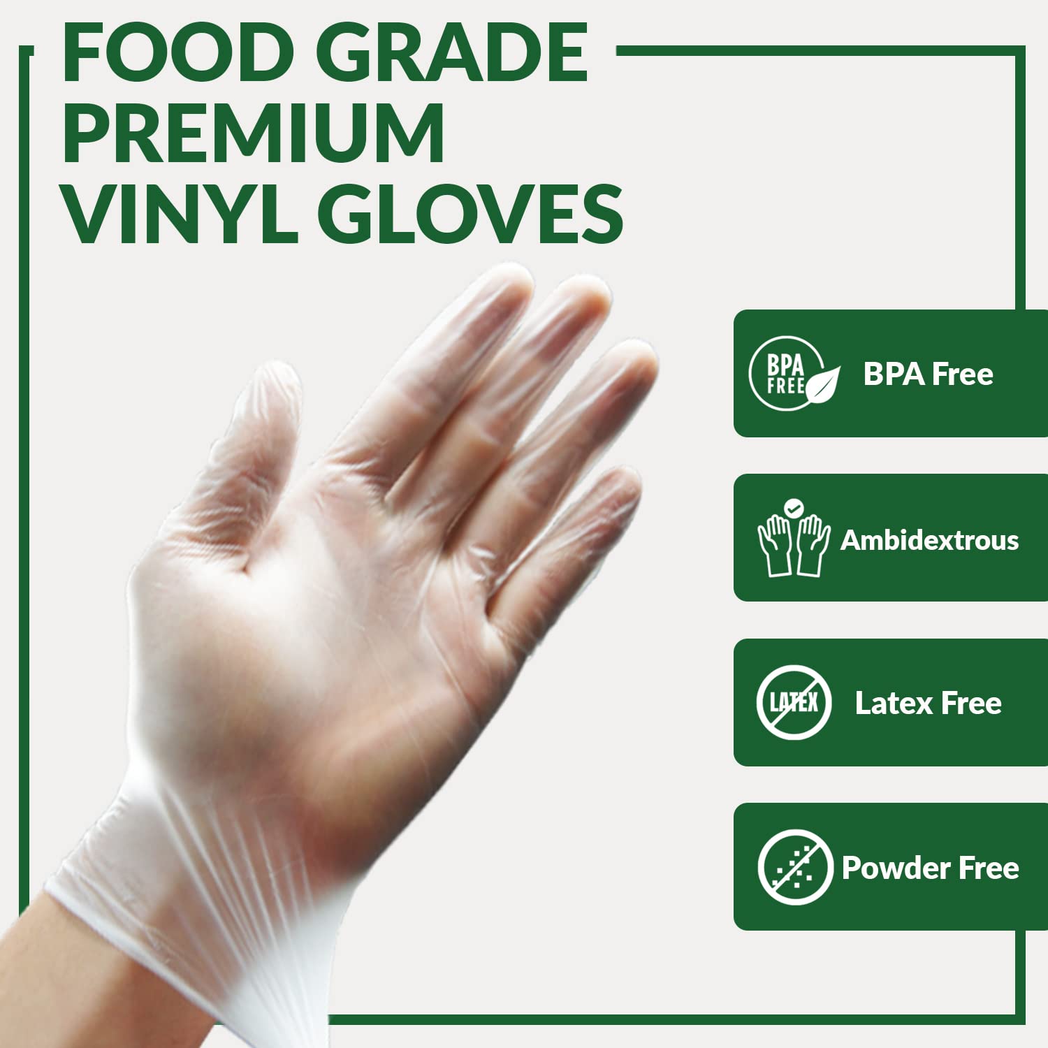 Gorilla Supply – Guantes desechables de vinilo resistentes, sin látex y sin polvo, 0.16pulgadas (4mm), 100 unidades, 1000 unidades, S, M, L, XL