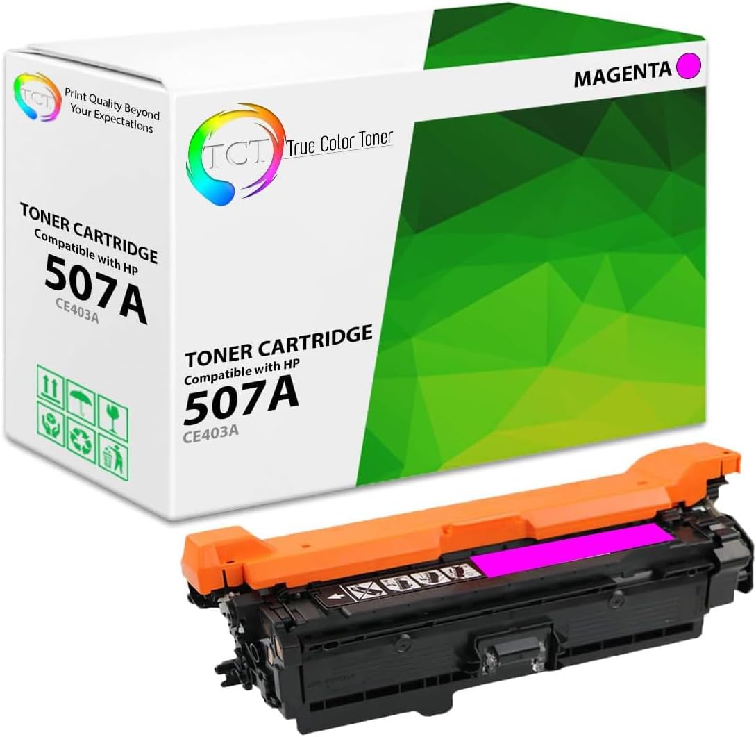 TCT Cartucho de tóner de repuesto prémium compatible con impresoras HP 507A CE403A magenta funciona con impresoras HP Laserjet Enterprise M551 M575,