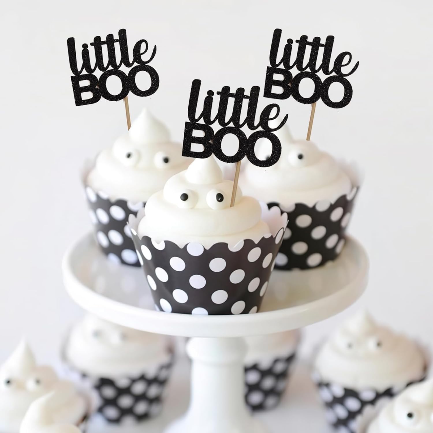 12 piezas hechas a mano para cupcakes Little Boo  Decoraciones de Halloween Baby Shower, decoración de octubre Baby Shower, pancarta de otoño para