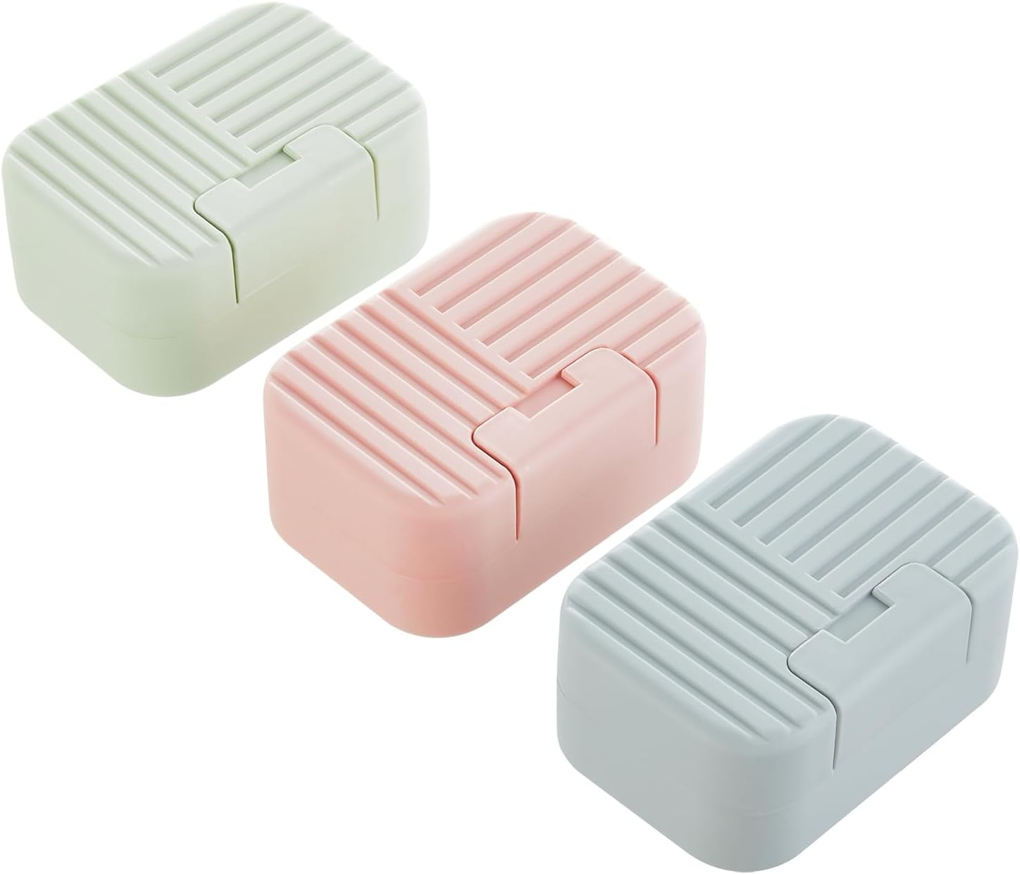 INIUNIK Paquete de 3 soportes para jabón, estuche de jabón de viaje, contenedor de jabón de viaje con tapa, caja de jabón, soporte para barra de