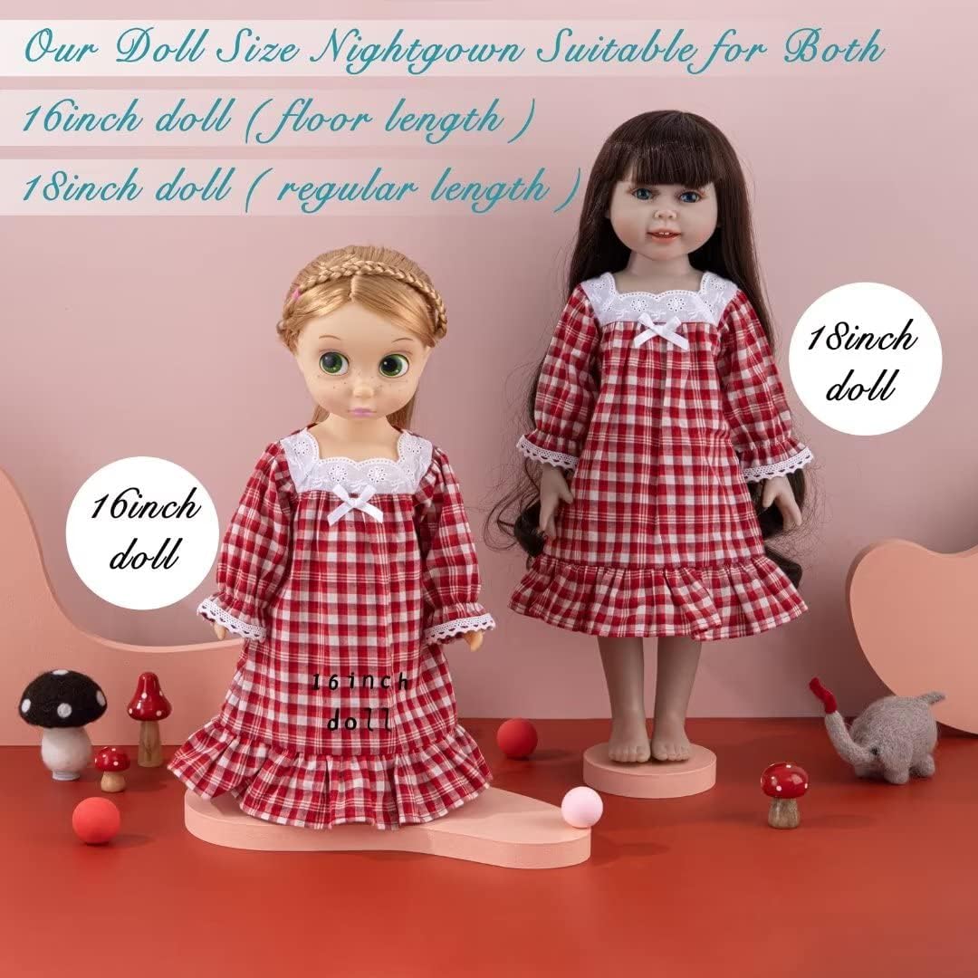 Camisón para niñas, pijama de algodón suave con manga larga, camisón largo hasta el suelo (Doll, niñas, mujeres)