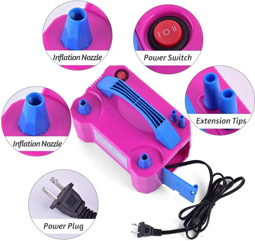 Bomba eléctrica de globo de aire, infladorsoplador eléctrico portátil de doble boquilla para decoración de fiestas, se utiliza para llenar