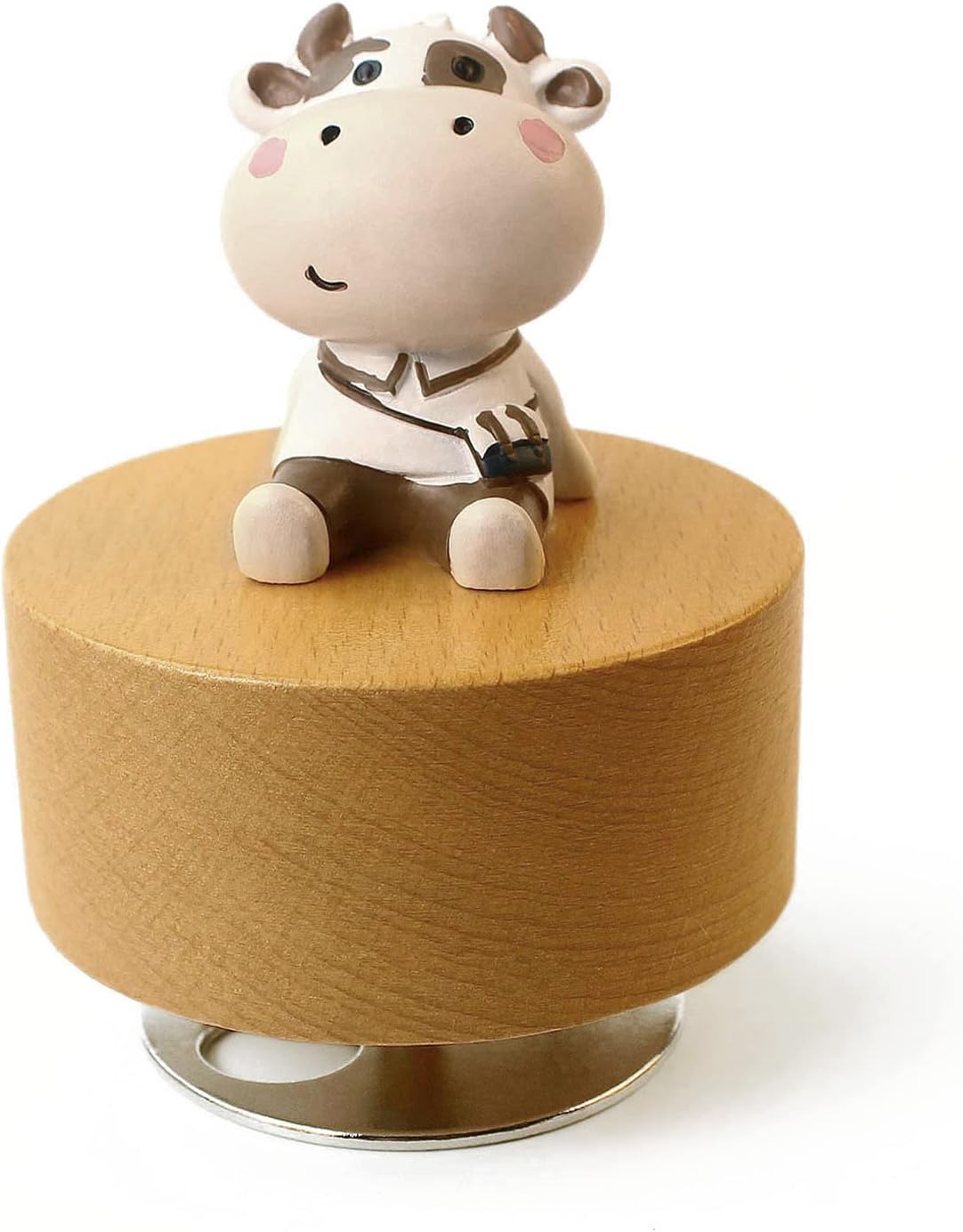 Caja de música mecánica de madera con diseño de animal, con texto en inglés “You are My Sunshine”, regalo para niños y niñas (ganado)
