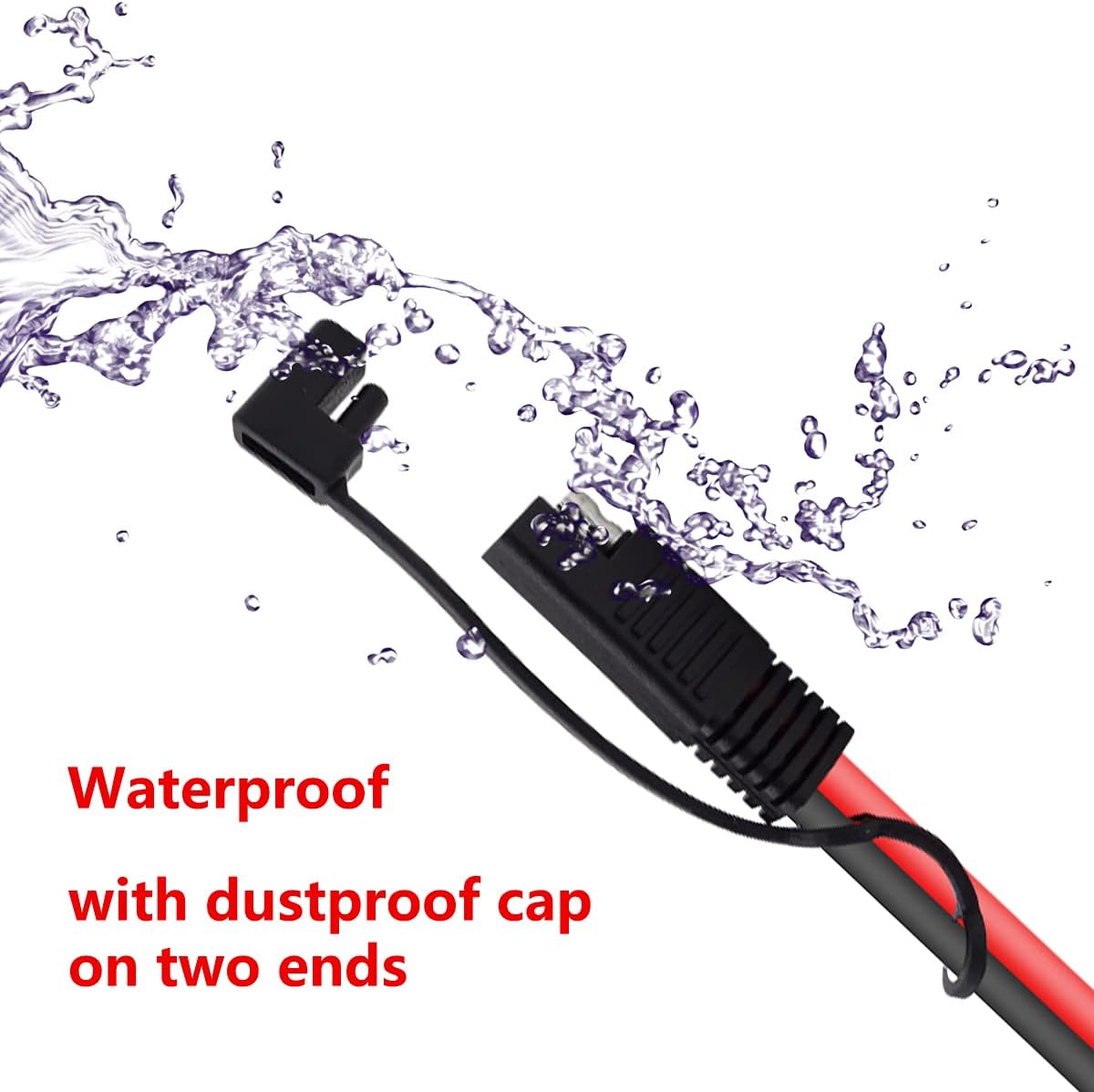 Billion wealth Conectores SAE a O Ring Conector de cable de extensión compatible con cargadormantenedor de batería (16 awg, 2 pies)
