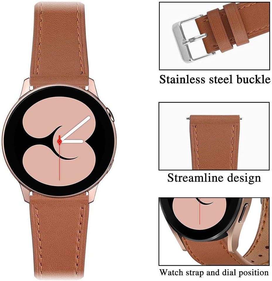 Compatible con Samsung Galaxy Watch 654, correa de repuesto de piel de 0.787 pulgadas para reloj Galaxy Watch66 ClassicWatch55 ProWatch44