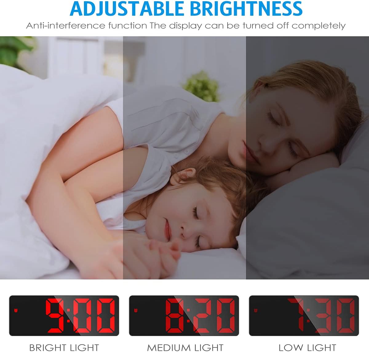 Reloj despertador digital, relojes digitales LED para dormitorios, reloj de escritorio electrónico con pantalla de temperatura, brillo ajustable,