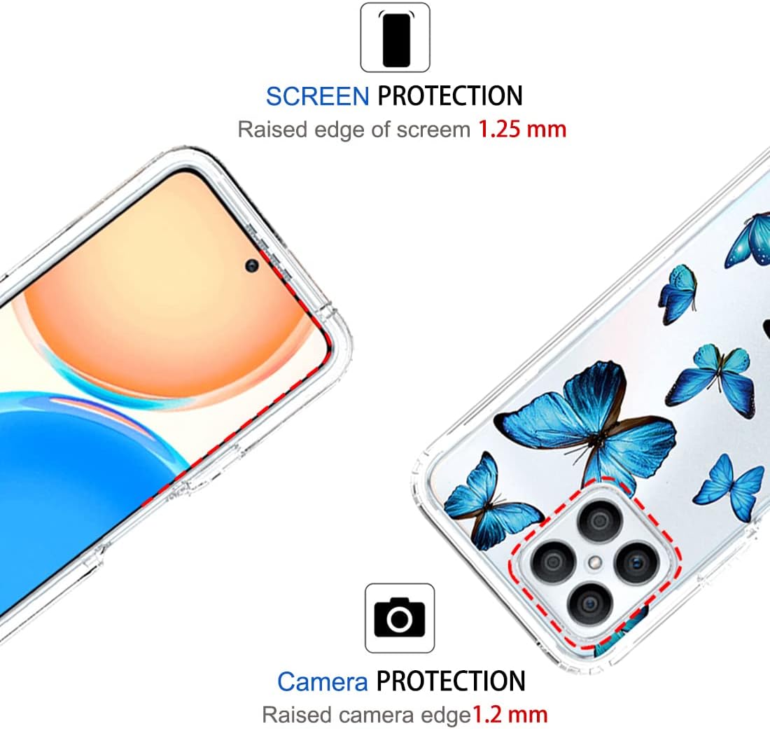 Zoeirc Funda para Honor X8 (no compatible con X8 5G) TFY-LX1 con protector de pantalla de vidrio templado, suave 360 cuerpo completo, a prueba de