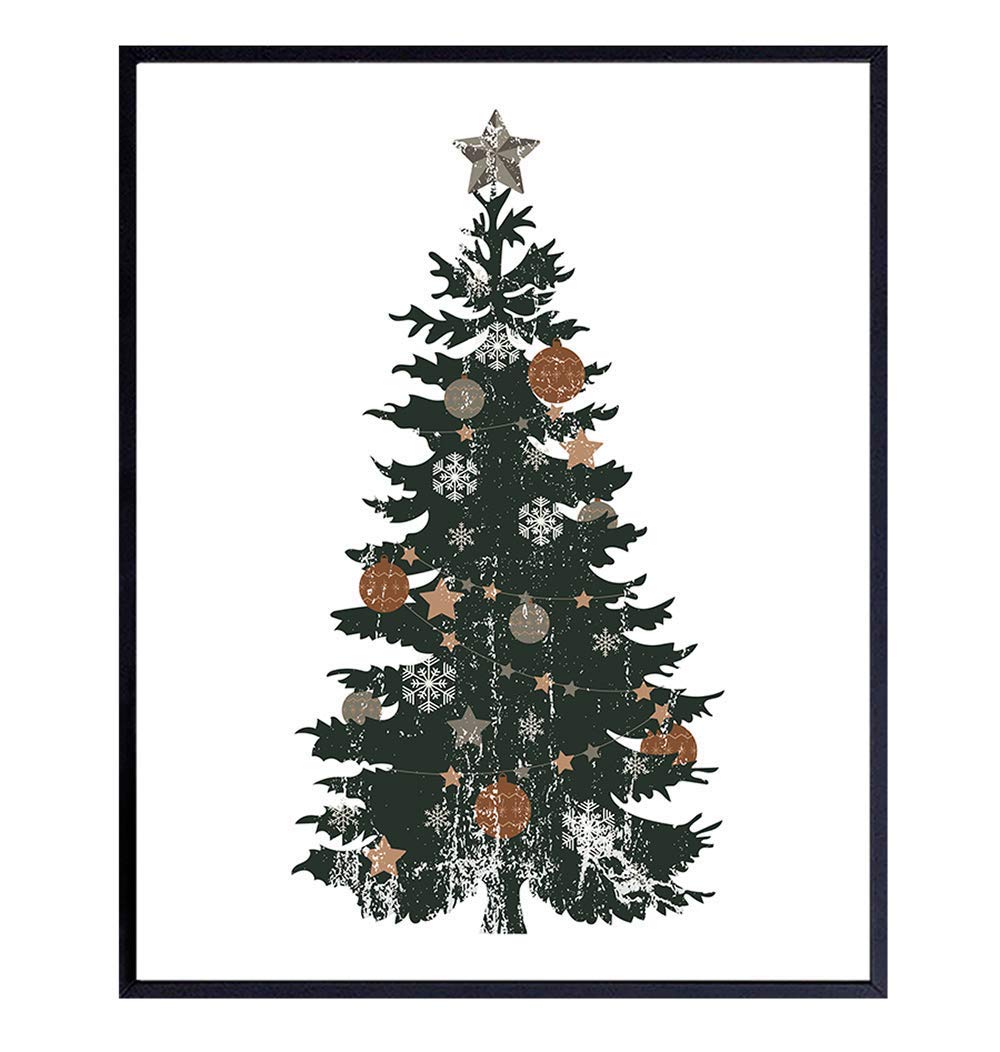 Christmas Tree Decor – Pine Tree Holiday Decorations for Home, Apartment, Living Room, Bedroom – Cute Secret Santa Gift for Office Party – 8×10