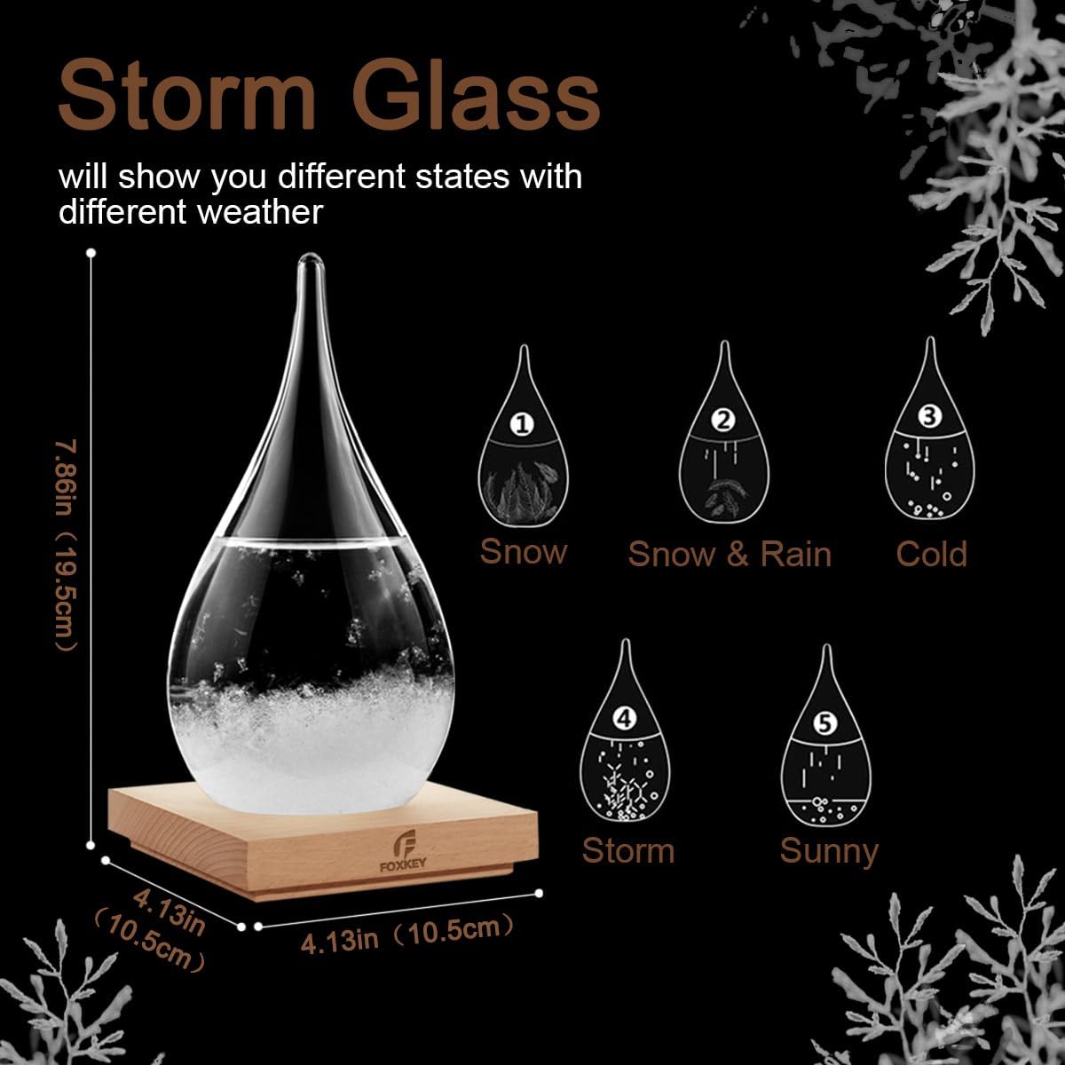 Cristal de tormenta predictor meteorológico, barómetro de globo de nieve, decoración única de Navidad, regalos de tormenta, nube meteorológica,