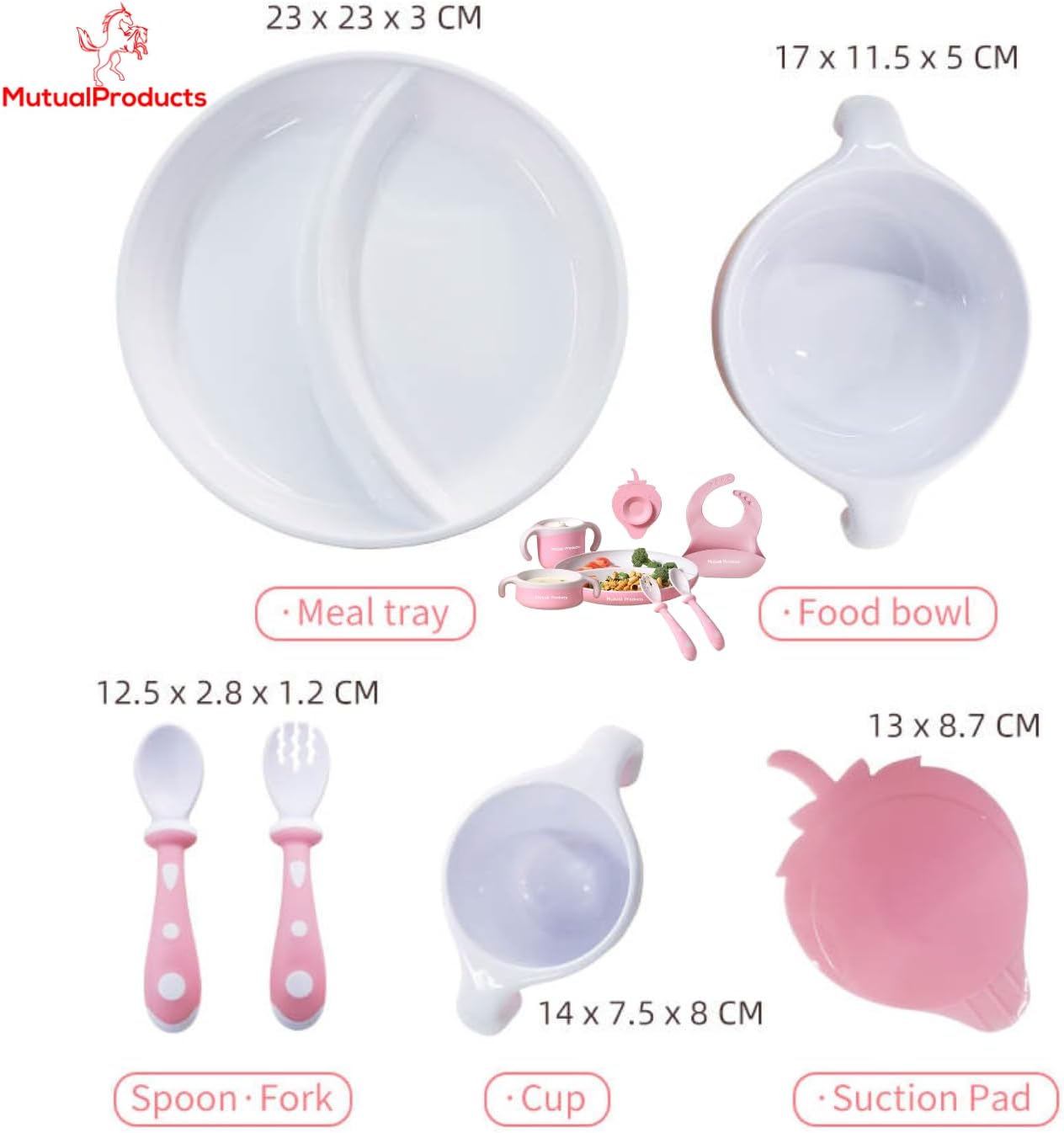 Juego de 7 piezas de alimentación para bebés  El juego de utensilios de destete LED para bebés incluye cuenco de succión y plato, cuchara y tenedor