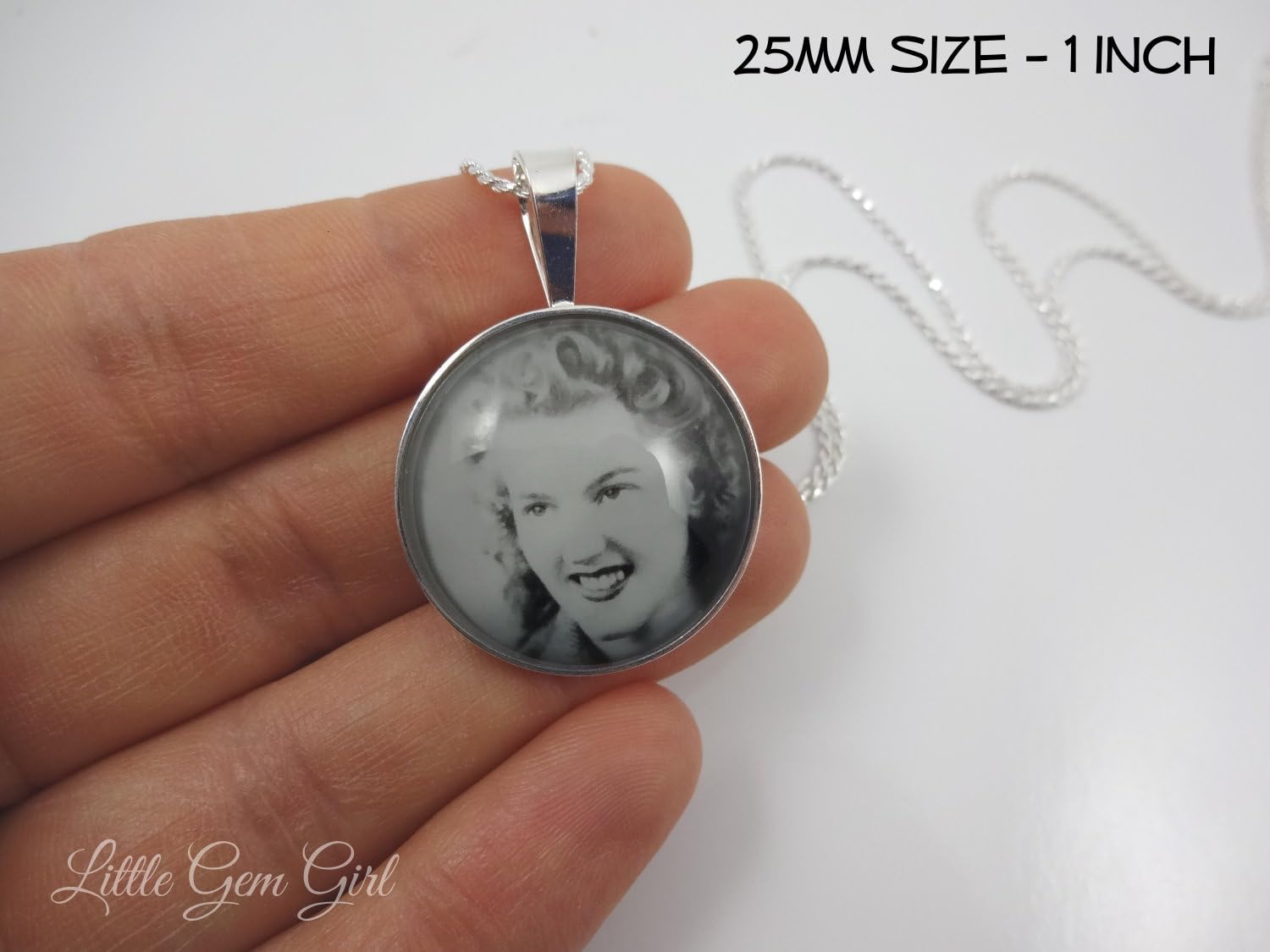925 Sterling Silver Custom Photo Necklace – Upload Your Image Personalized Picture Charm In Memory Jewelry with Optional Engraving
