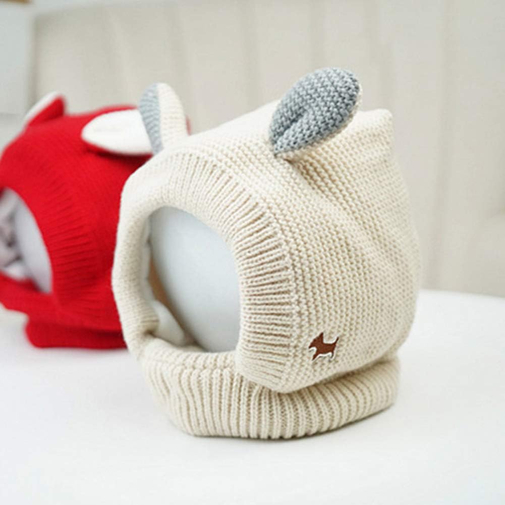 shlutesoy Gorro de punto de invierno cálido para cachorro, diseño de orejas de conejo para mascotas
