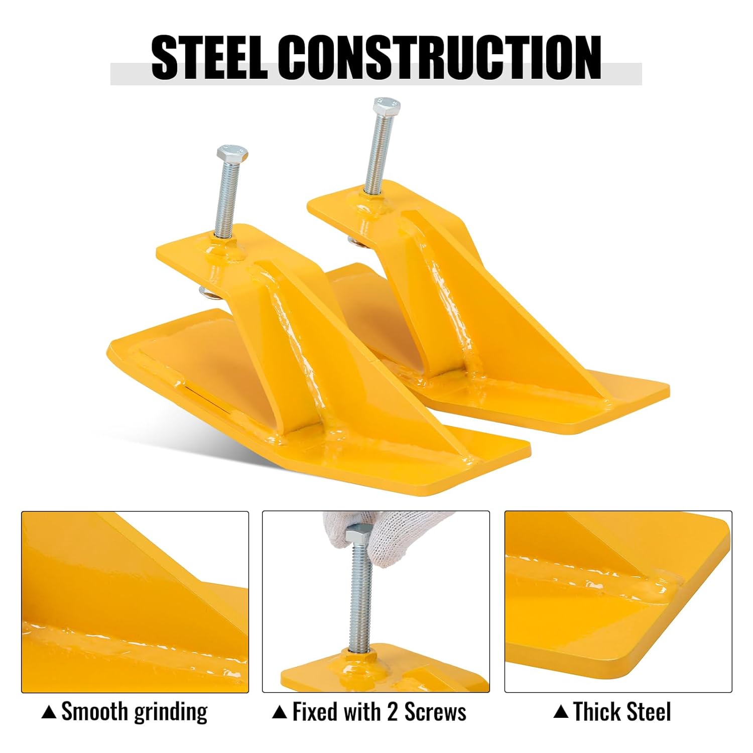 2 protectores de cubo de tractor, protector de borde de esquí, dispositivo antideslizante para eliminación de hojas de nieve, grava, amarillo