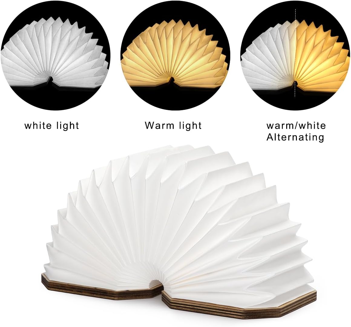 ZBOLE Originality – Lámpara plegable de órgano, lámpara de escritorio portátil de madera, iluminación ambiental, linterna de papel LED creativa con