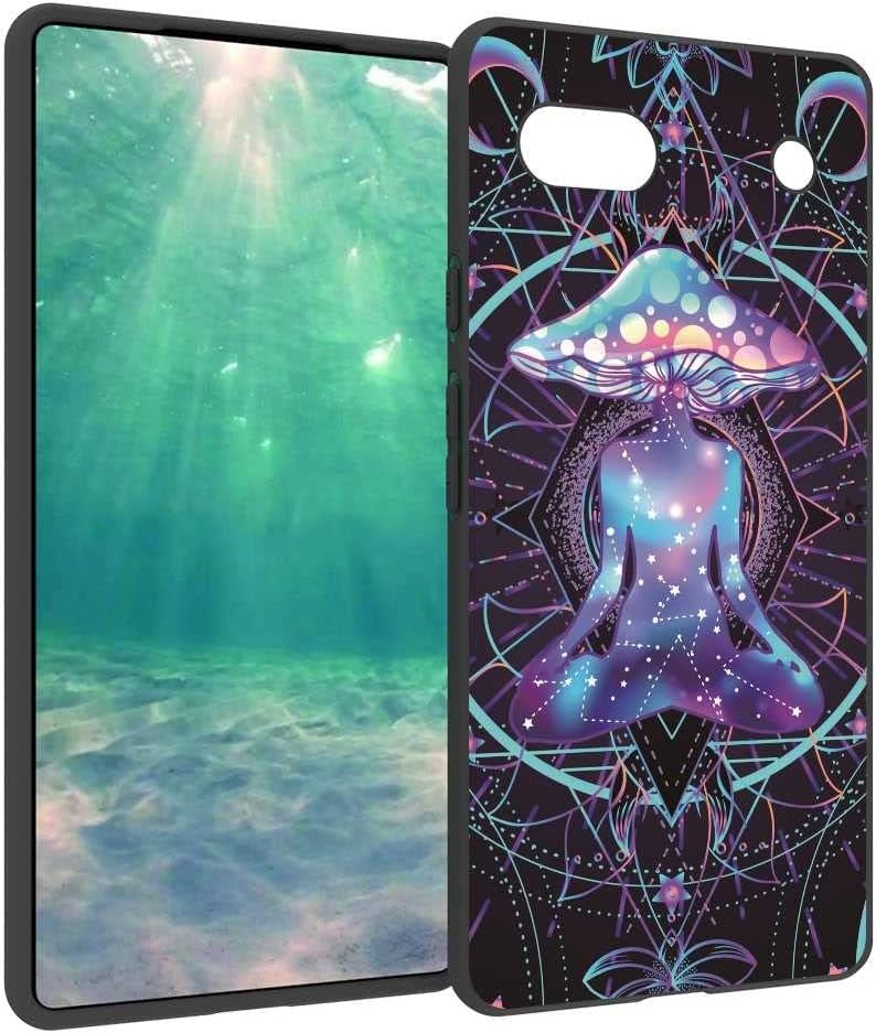 Compatible con Google Pixel 6A – Funda de hongo, patrón psicodélico de constelación de luna y hongos para Google Case para niños y niñas, funda de