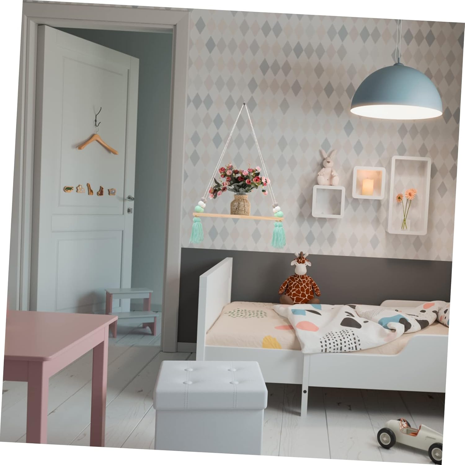 ARTIBETTER Estantes de madera con cuentas para dormitorio, decoración de pared, soporte decorativo para ollas, entrada, estantes flotantes para