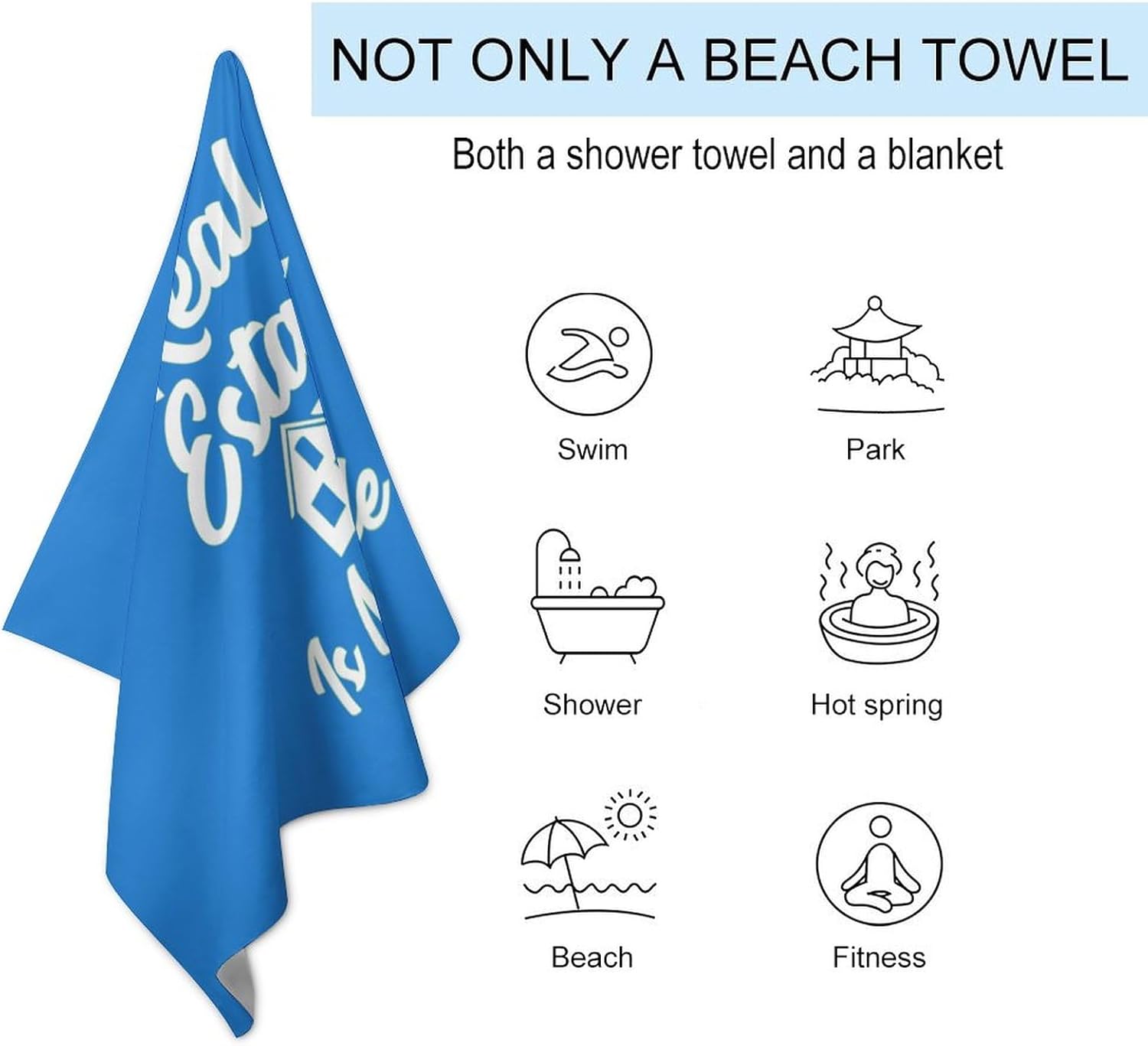 Real Estate is My Hustle – Toalla de playa para adultos, sin arena, de secado rápido, para piscina, manta de playa