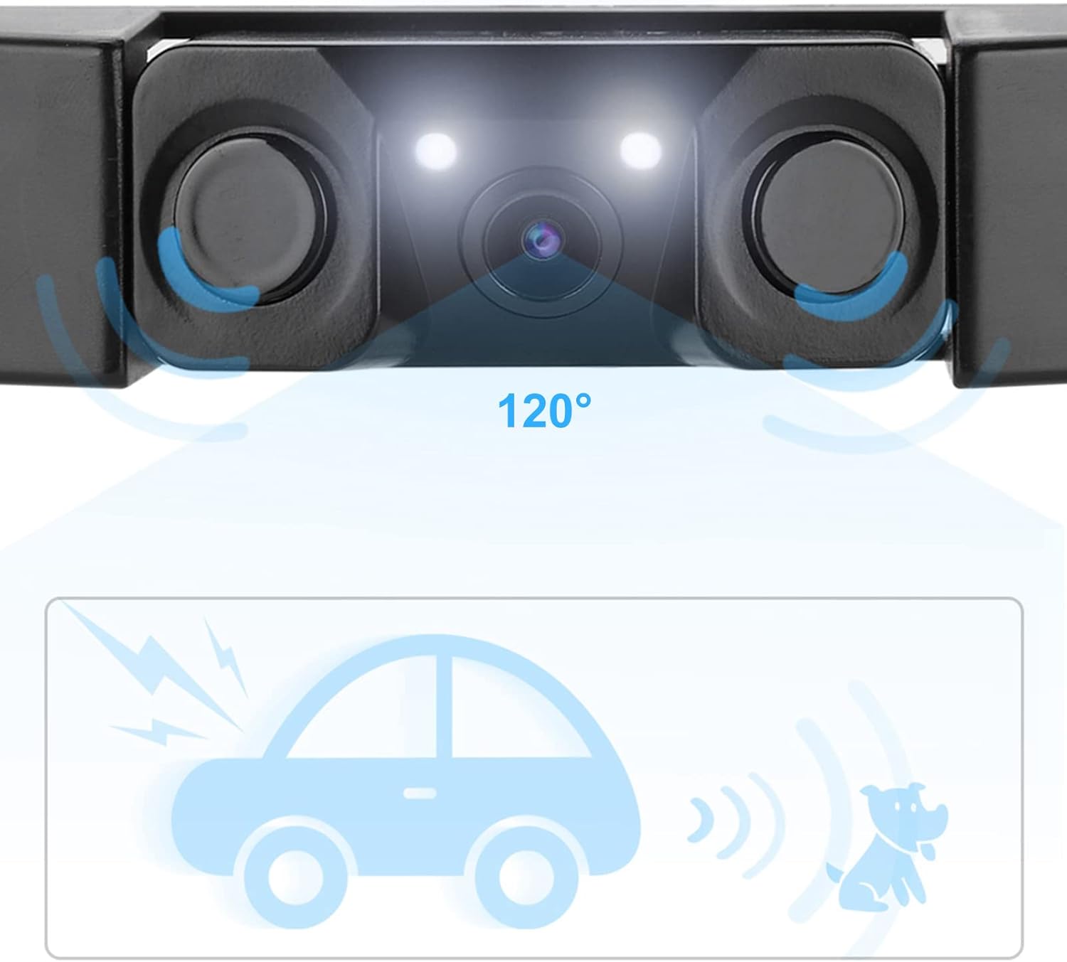 Kit de sensor de respaldo de cámara de copia de seguridad 3 en 1 Marco de matrícula de coche Sensor de estacionamiento radar retrovisor cámara de