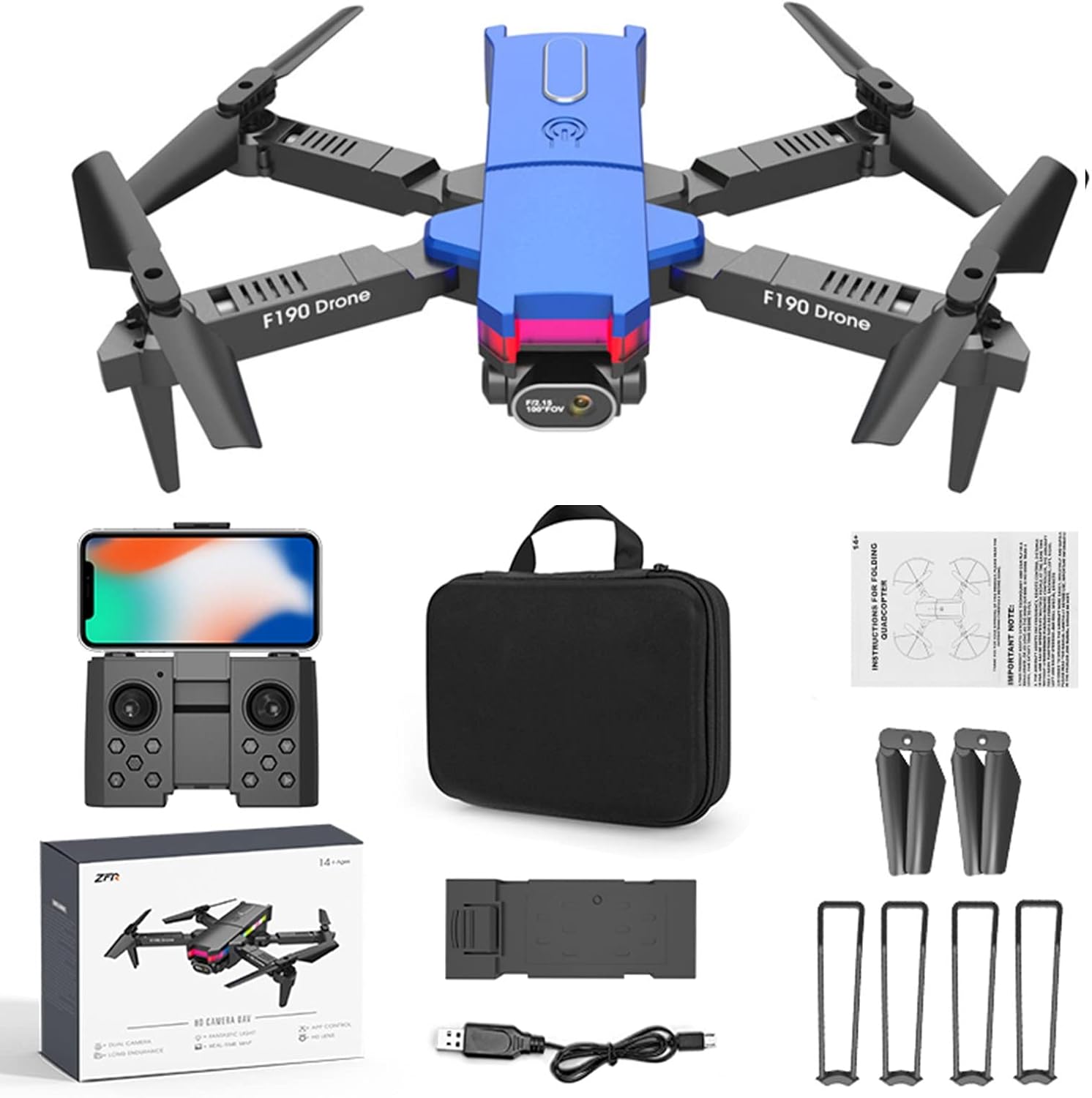Foldable Pocket Drone with 4K HD Dual Camera Toys Gifts for Adults Kids Beginners Small Drone RC Quadcopter Drone with 2.4G WiFi FPV Live Video