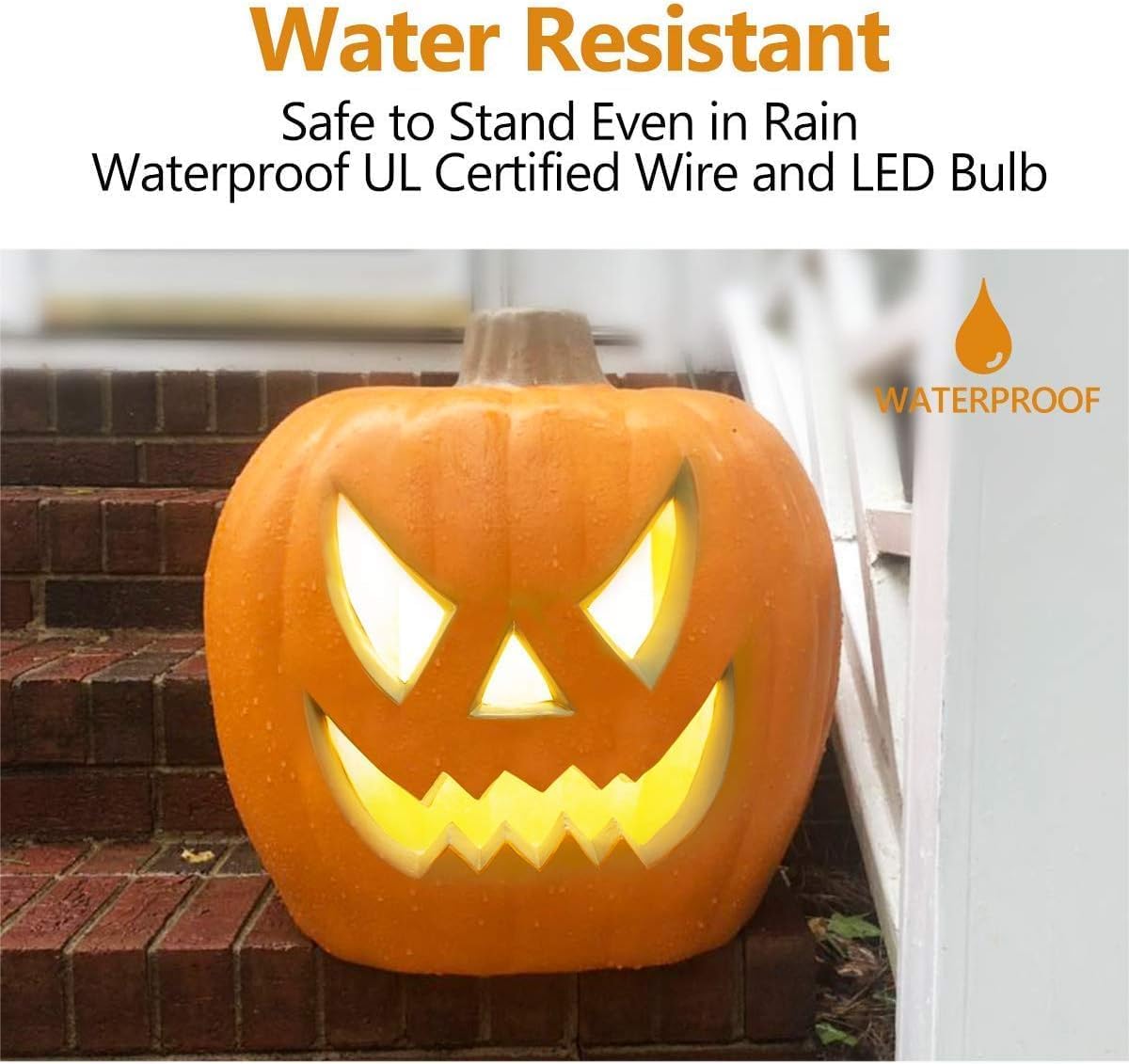 Linterna de calabaza de Halloween de 21 pulgadas con bombillas LED preiluminadas, decoraciones de calabaza de Halloween para interiores y