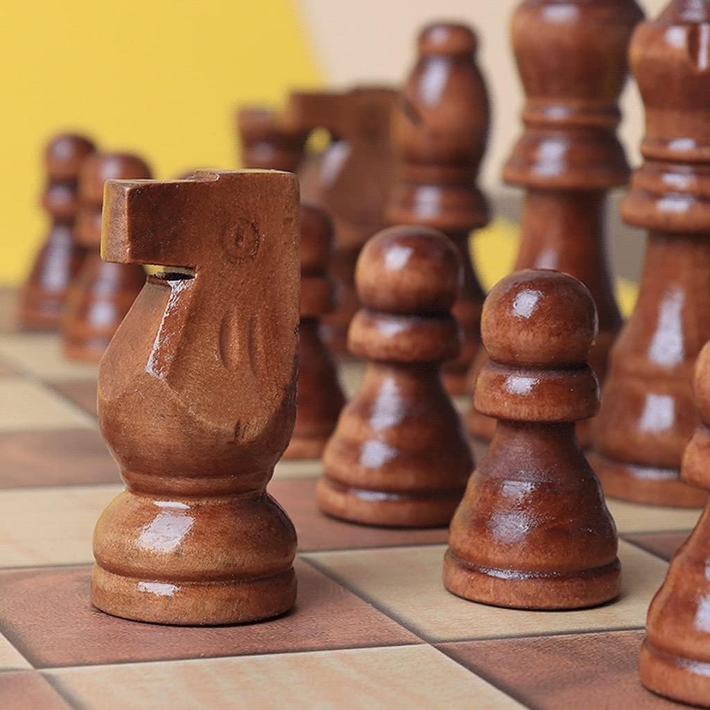 ROLTIN Juego de ajedrez de madera, tablero plegable de ajedrez de viaje, juego de ajedrez para principiantes para niños y adultos, regalos de