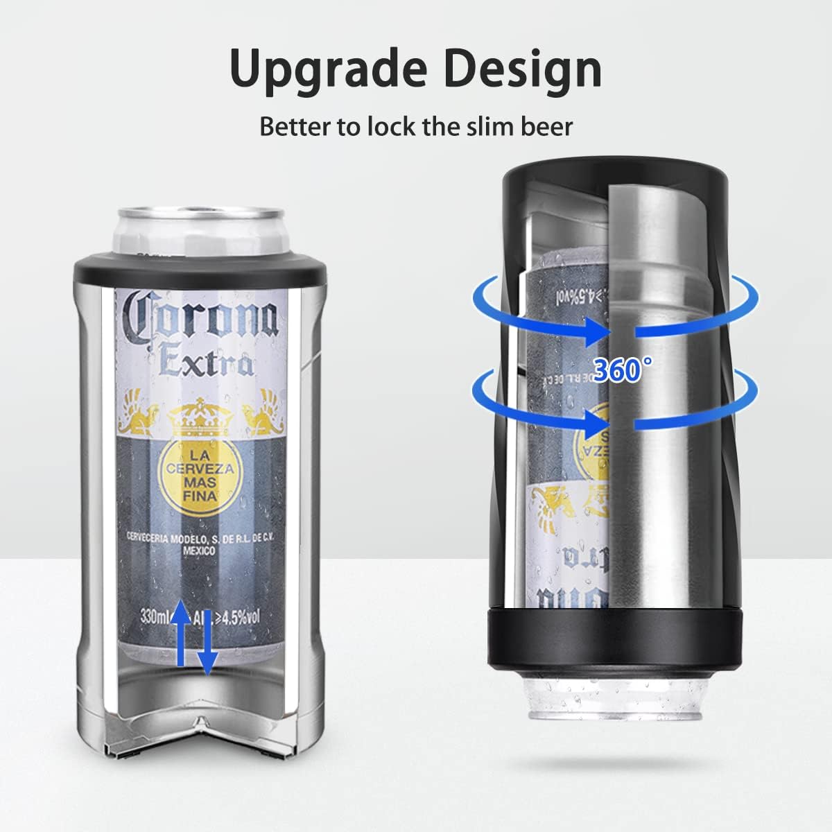 Enfriador de latas de cerveza delgado 4 en 1 para todas las latas de 12 onzas, aislante de latas de acero inoxidable de doble pared que mantiene 8