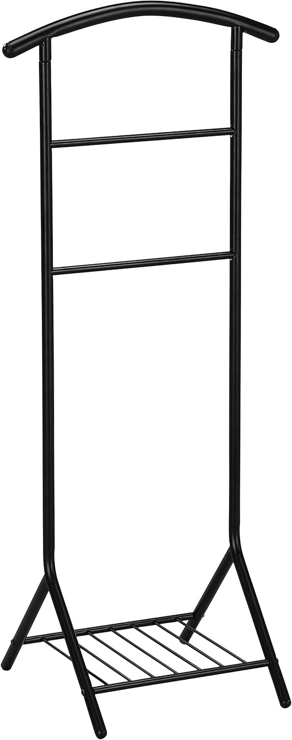 Kings Brand Furniture – Organizador de soporte de metal negro Amos para vestuario, perchero, colgador de contorno, zapatero para pantalones