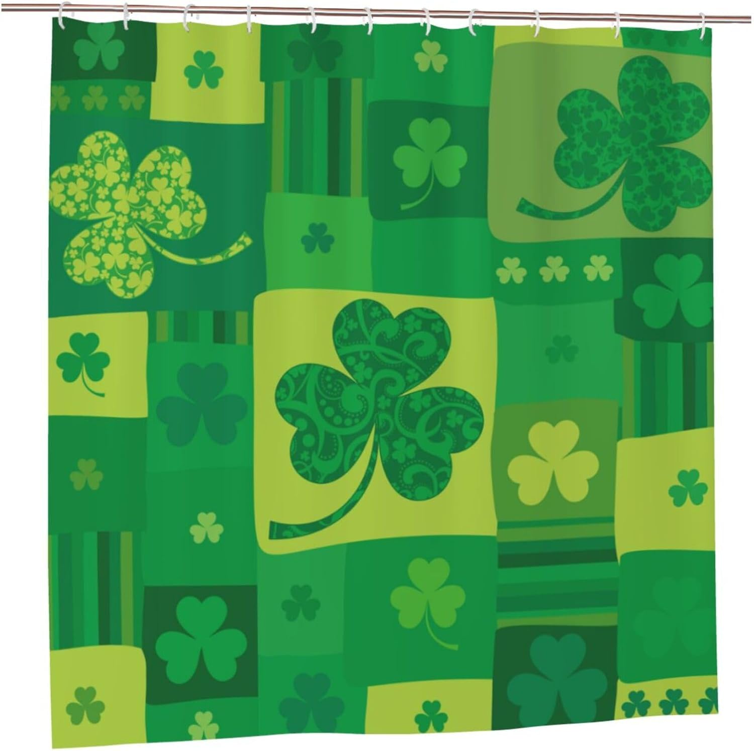 Cortina de ducha de plástico de trébol, 72 x 72 pulgadas, cortinas de ducha extralargas para baño, juego de liquidación con ganchos, cortinas de