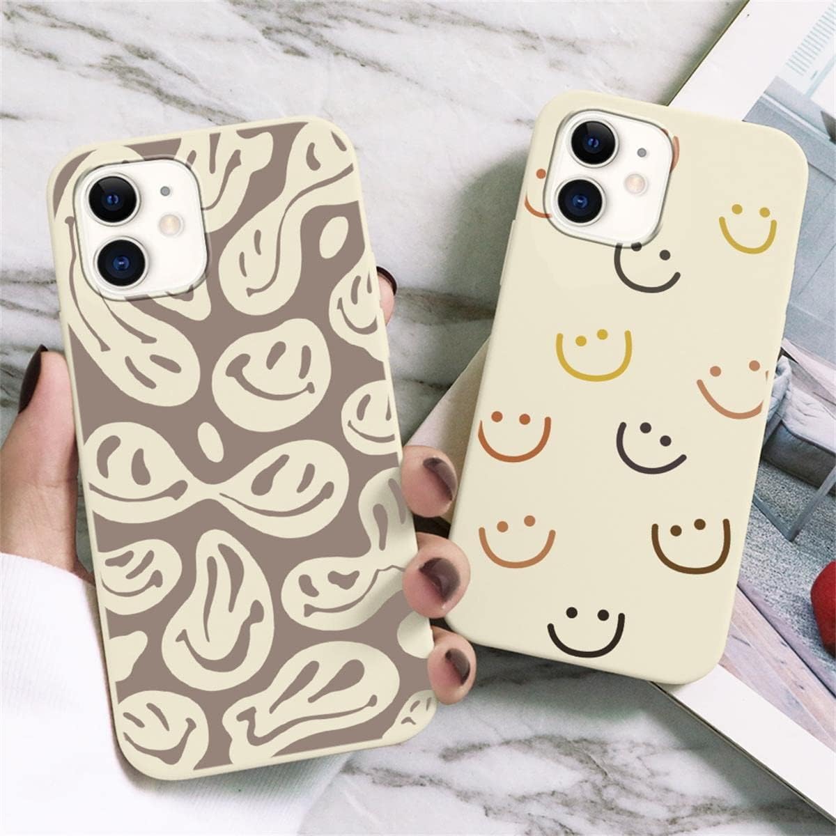 Paquete de 2 fundas de teléfono para iPhone 13 Pro Max de 6.7 pulgadas, diseño estético de sonrisa linda, silicona suave, delgada, TPU a prueba de