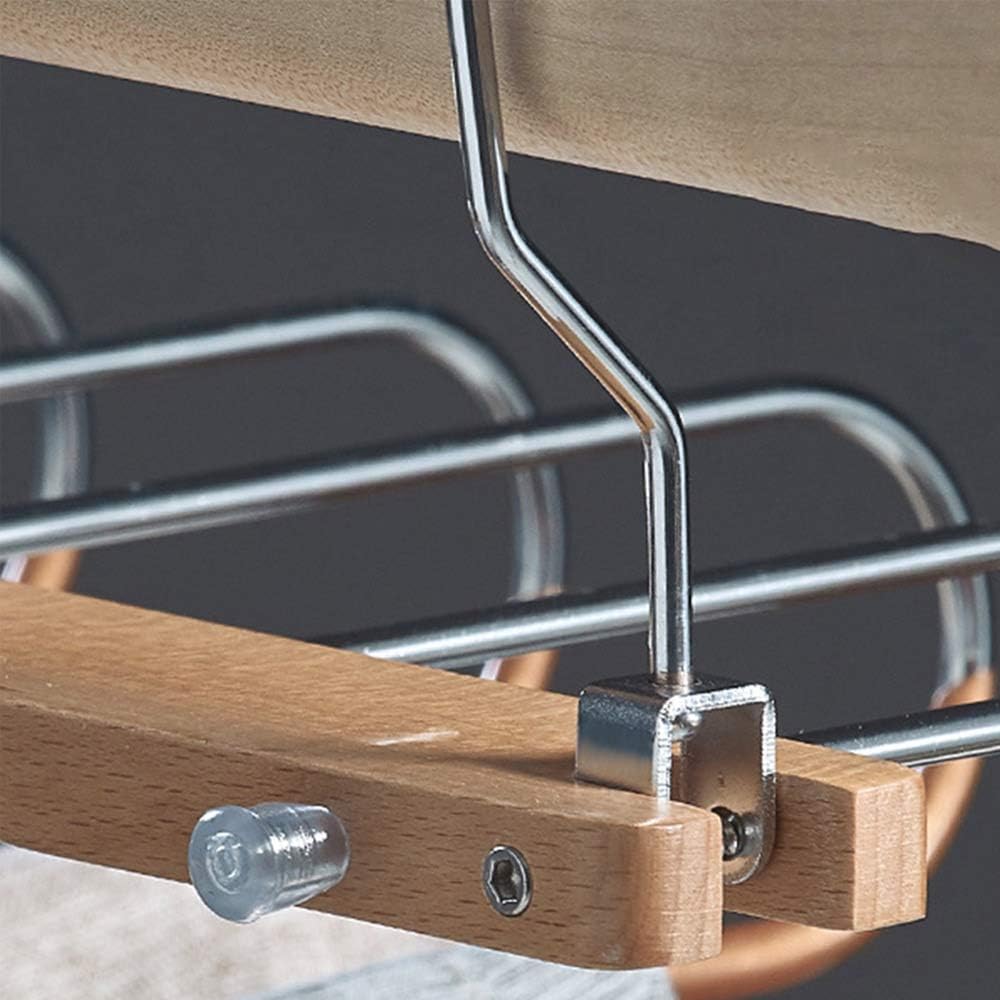 Perchas plegables para pantalones que ahorran espacio, perchero de acero inoxidable y madera, antideslizante de 5 capas para jeans para organizador