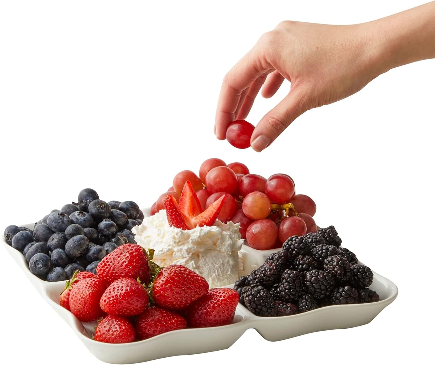 Juvale Juego de 2 bandejas de porcelana para servir aperitivos, platos divididos reutilizables de 5 compartimentos para tablas de charcutería,