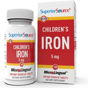 Superior Source Hierro infantil de 5 mg, fumarato ferroso, tabletas microlingües de disolución rápida debajo de la lengua, 100 unidades, de fácil Superior Source Hierro infantil de 5 mg, fumarato ferroso, tabletas microlingües de disolución rápida debajo de la lengua, 100 unidades, de fácil
