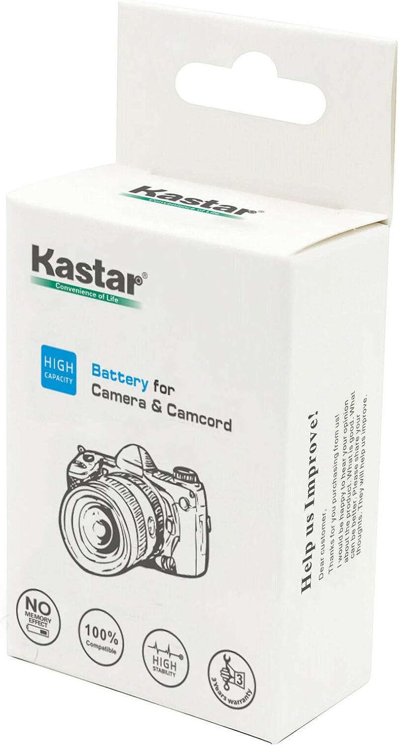Kastar Paquete de 1 batería y cargador de CA con adaptador de automóvil compatible con Sharp VL-E34U, VL-E37, VL-E37H, VL-E37S, VL-E37U, VL-E39S,