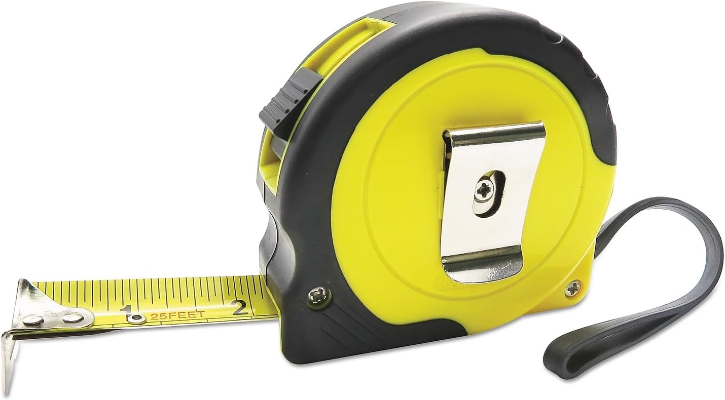 Boardwalk BWKTAPEM25 Easy Grip – Cinta métrica de graduación de 25 pies y 116 pulgadas, color negro y amarillo