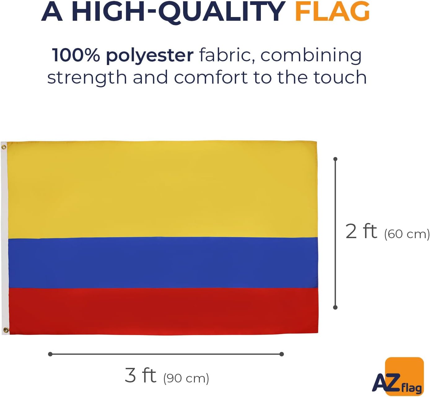AZ FLAG Bandera de Colombia 2′ x 3′ – Banderas Colombianas 23.6 x 35.4 in – Banner 2×3 ft