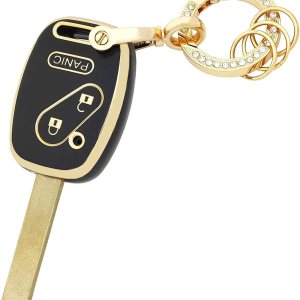 Funda para llavero Honda con llavero de TPU suave para llave de automóvil, compatible con Honda AccordCivicCR-VFitOdysseyPilotRidgelineCR-Z (negro), Funda para llavero Honda con llavero de TPU suave para llave de automóvil, compatible con Honda AccordCivicCR-VFitOdysseyPilotRidgelineCR-Z (negro),