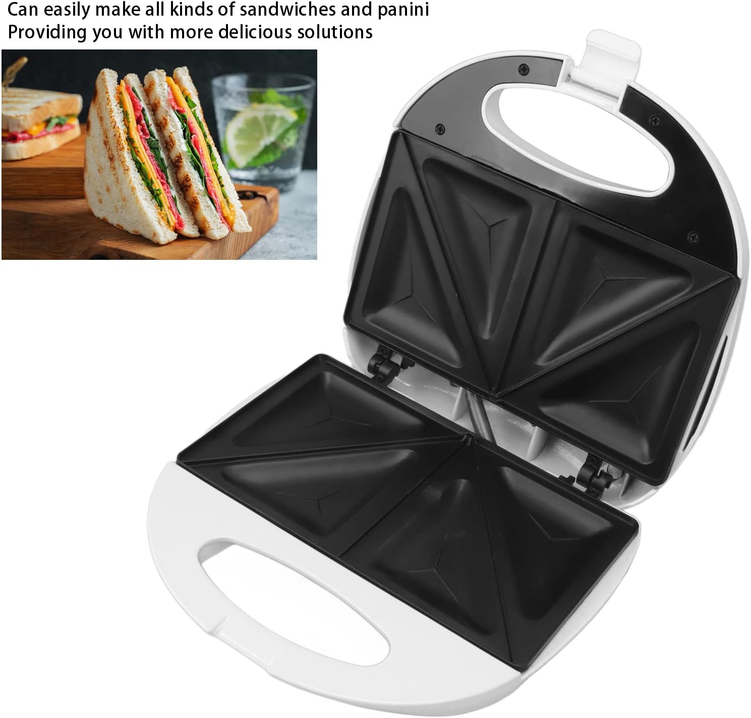 Ozgkee Tostadora eléctrica de 750 W, prensa y tostadora de llenado profundo, tostadora con placa antiadherente, fácil de