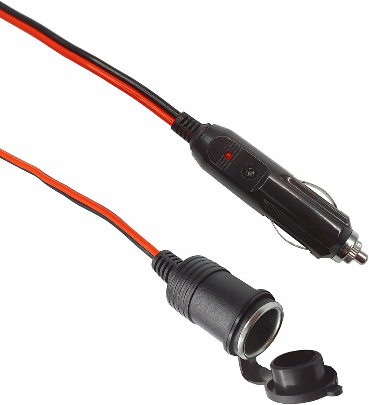Cable de extensión para encendedor de cigarrillos, enchufe macho de 6 pies a enchufe hembra, adaptador de cable de extensión con indicador de luces