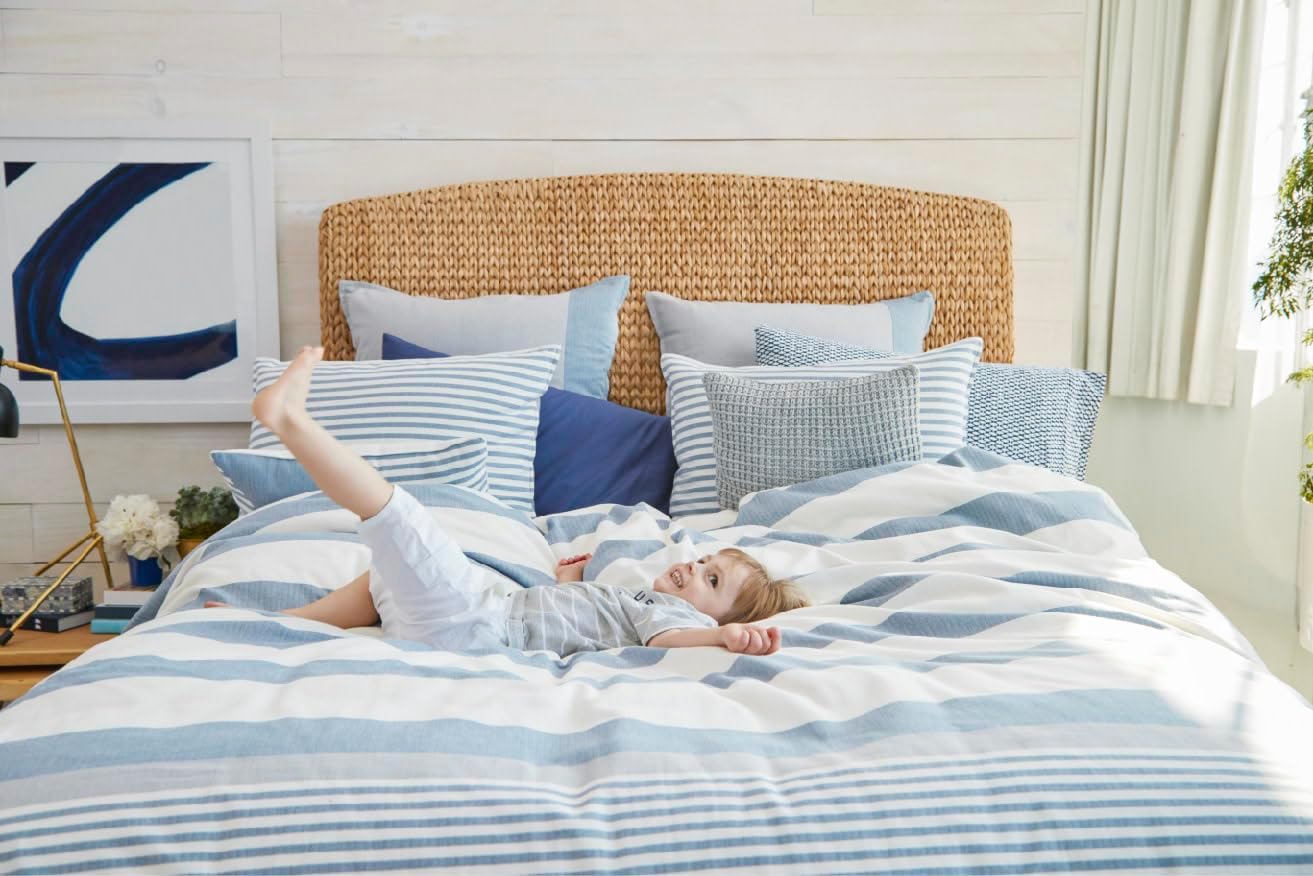 Nautica Home  Fairwater Collection  100% algodón inspirado en el Mediterráneo, funda de edredón a juego, juego de cama de 2 piezas, individual, azul