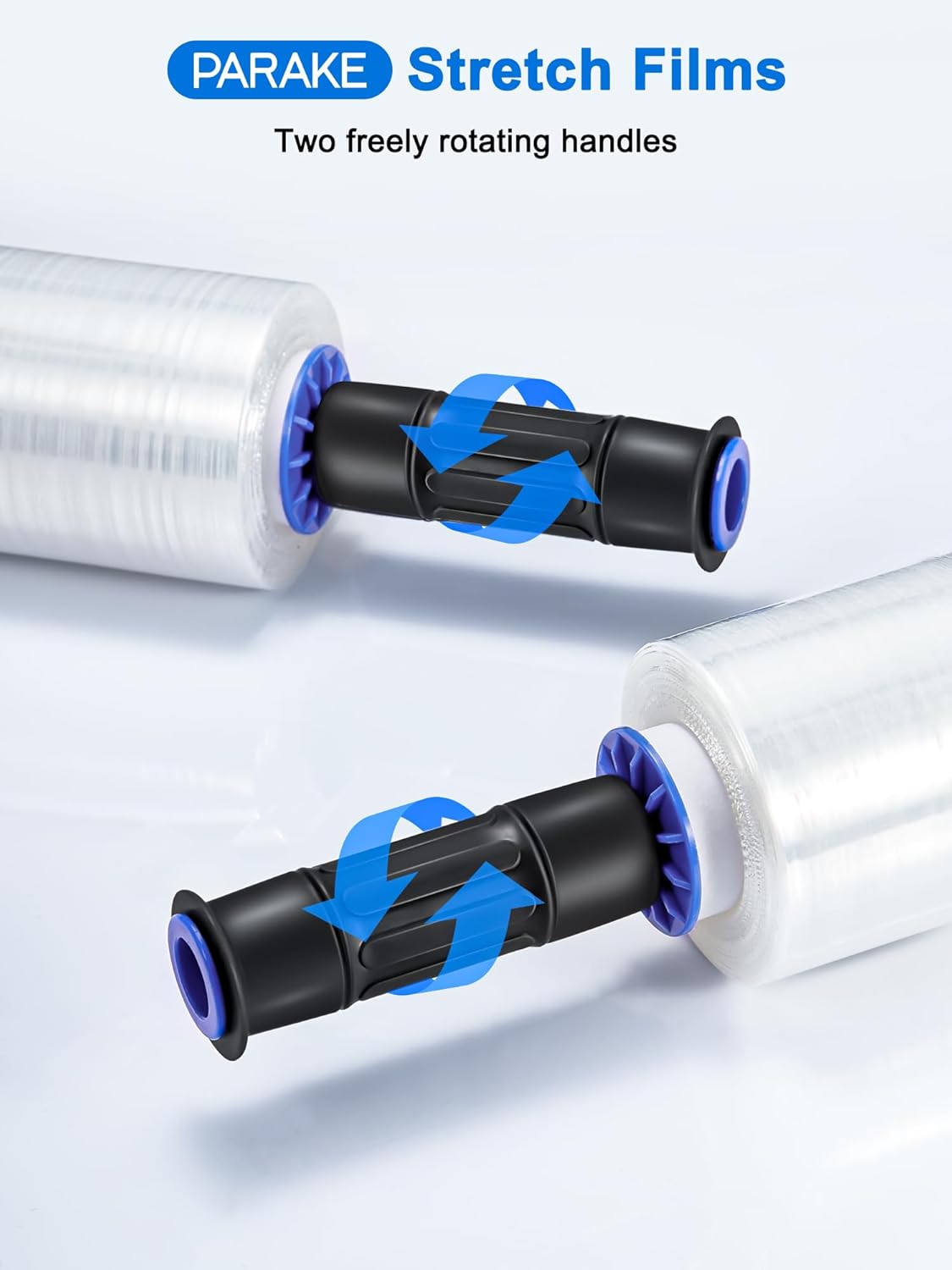 Película elástica para envolver, envoltura retráctil de 15 pulgadas x 1000 pies con asas, rollo de plástico de resistencia industrial, rollo de