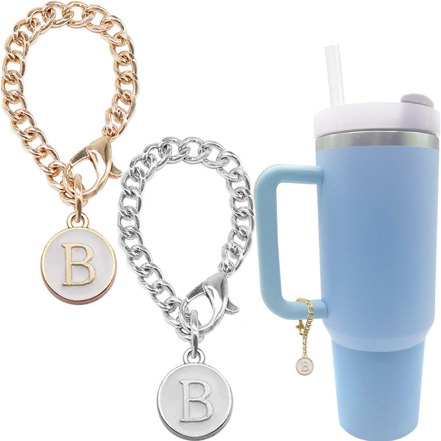 Stanley Cup – 2 piezas de accesorios de letras con nombre de identificación inicial con mango personalizado para vaso Stanley