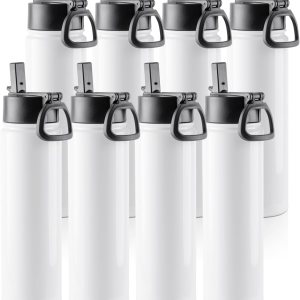 PYD Life Paquete de 8 vasos de sublimación en blanco de 22 onzas, botella de agua deportiva de acero inoxidable de boca ancha, termo al vacío con PYD Life Paquete de 8 vasos de sublimación en blanco de 22 onzas, botella de agua deportiva de acero inoxidable de boca ancha, termo al vacío con