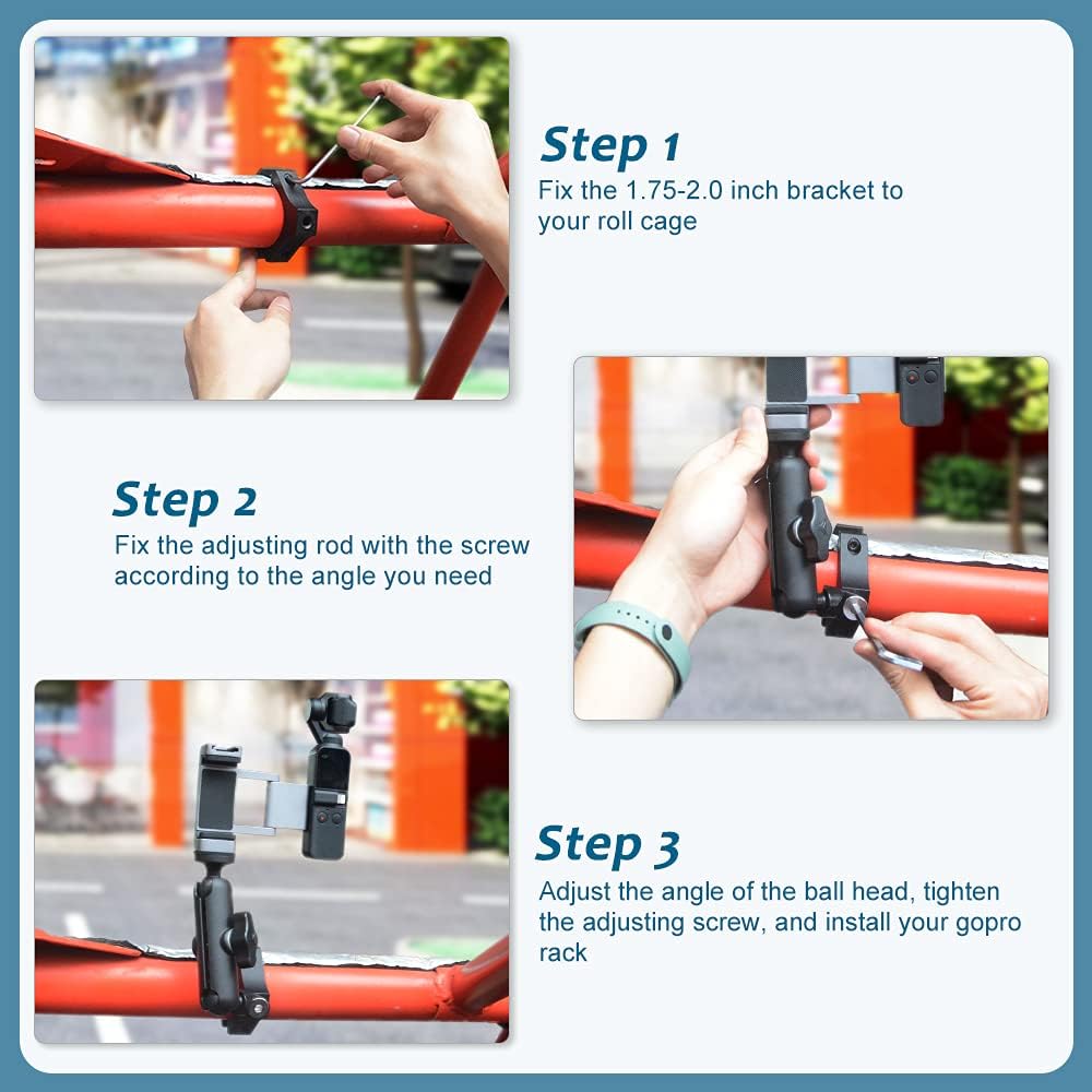 Soporte de montaje de cámara UTV ATV 360  GoPro Roll Bar Mount Accesorios de cámaras de acción accesorio para barra de rollo y tubo de 1.75″-2″