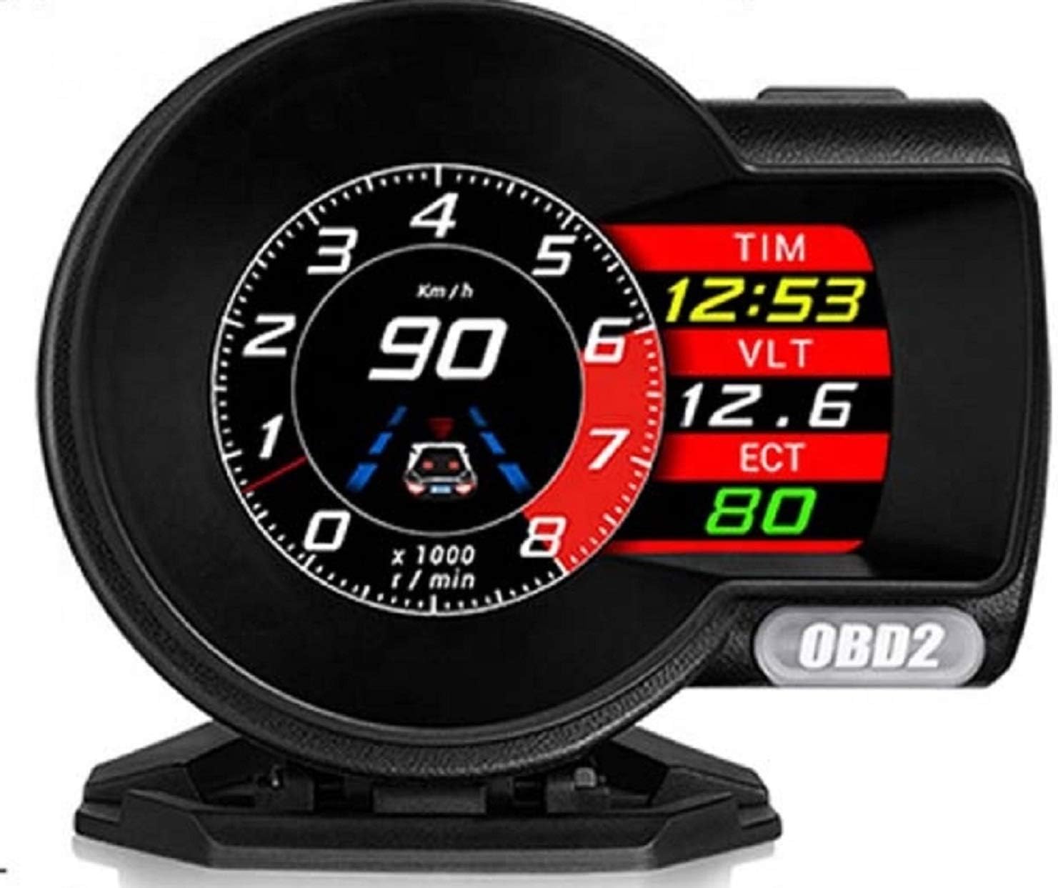 Lion Power Performance Pantalla universal de cabeza (HUD) con multifunción digital y ajuste de alarma múltiple, incluye prueba de freno y más,