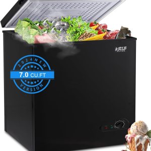 KRIB BLING Congelador de pecho de 7.0 pies cúbicos mini ajustable 7 termostato compacto congelador profundo puerta superior bajo ruido con cesta KRIB BLING Congelador de pecho de 7.0 pies cúbicos mini ajustable 7 termostato compacto congelador profundo puerta superior bajo ruido con cesta
