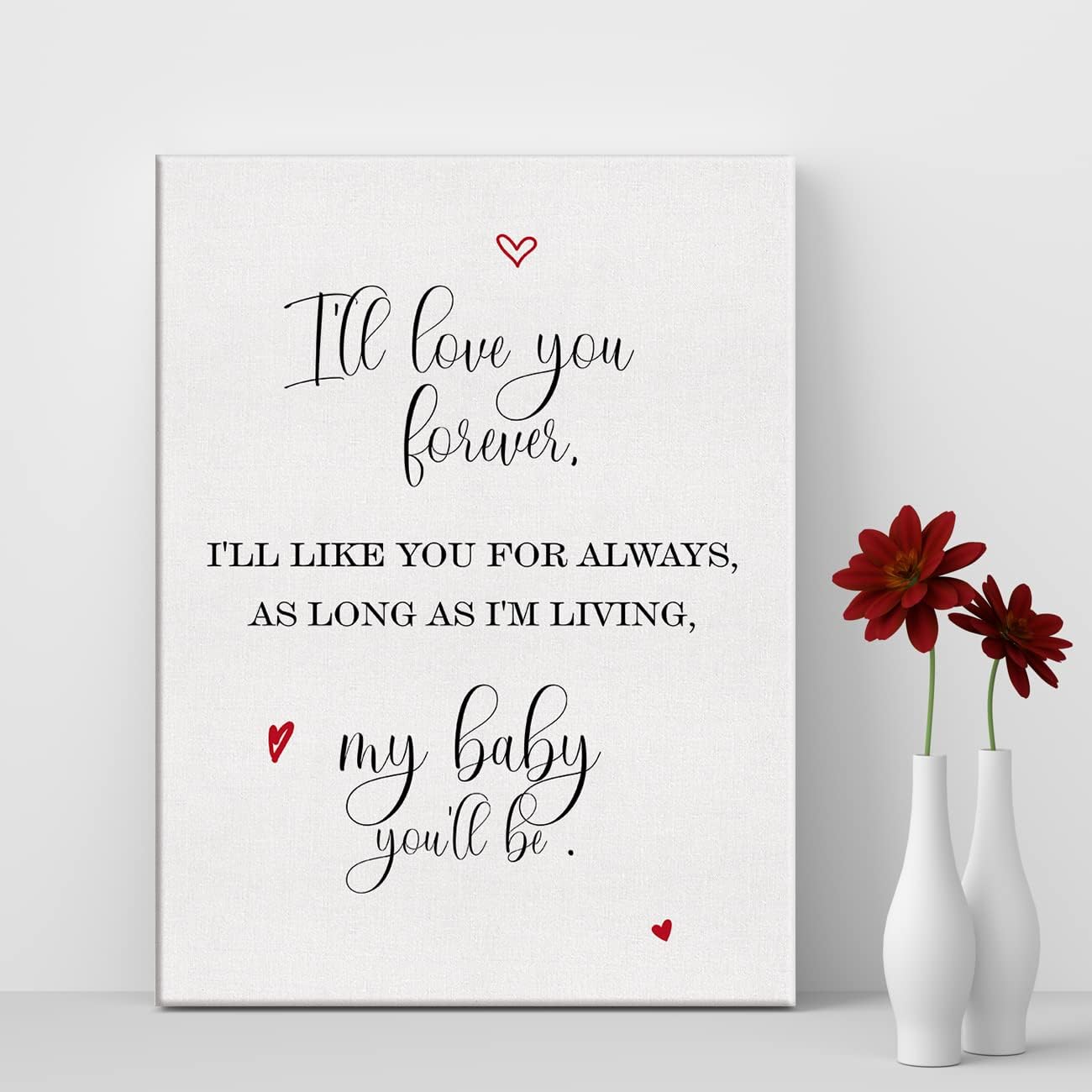 LEXSIVO Lienzo impreso con texto en inglés “I’ll Love You Forever” para el hogar, cuarto del bebé, decoración de pared de 12 x 15 pulgadas, póster