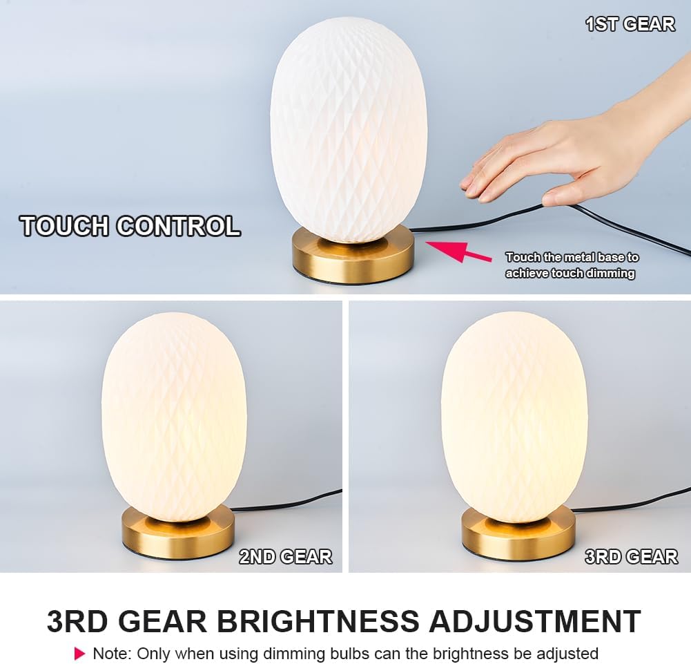 Moderna lámpara de mesa de cristal con globo de mediados de siglo, industrial regulable con control táctil, luces de escritorio, 3 niveles de