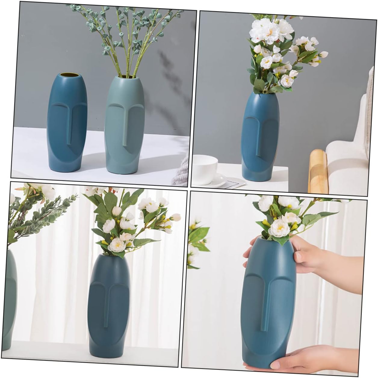 VOSAREA Florero de esmalte de imitación de plástico, florero de arreglo floral, jarrón de boda, jarrón de flores, estatua, maceta, jarrón de flores