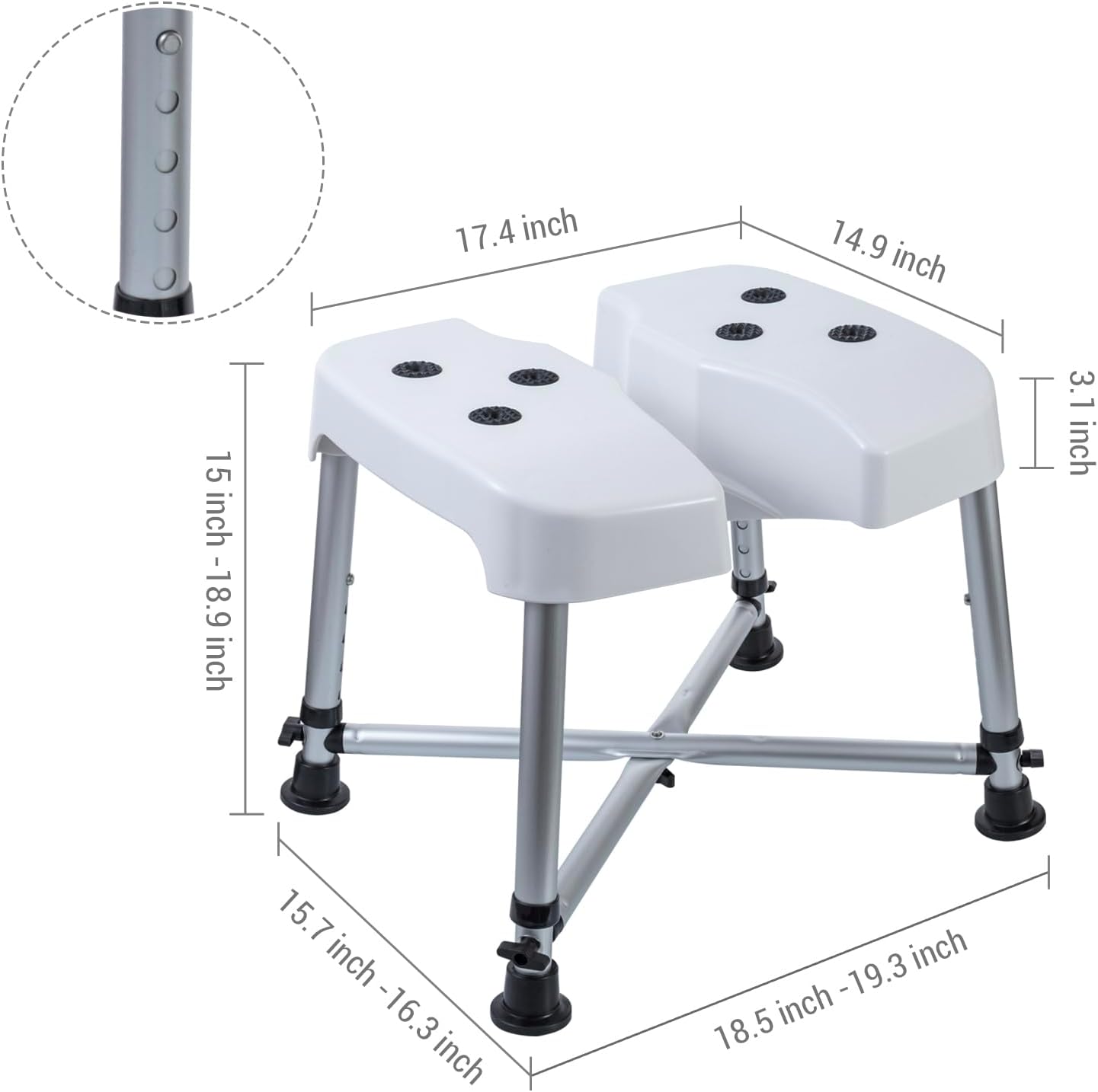 MyGift Silla de ducha higiénica ajustable de grado profesional con diseño recortado, banco de asiento de seguridad para bañera, ayuda de baño