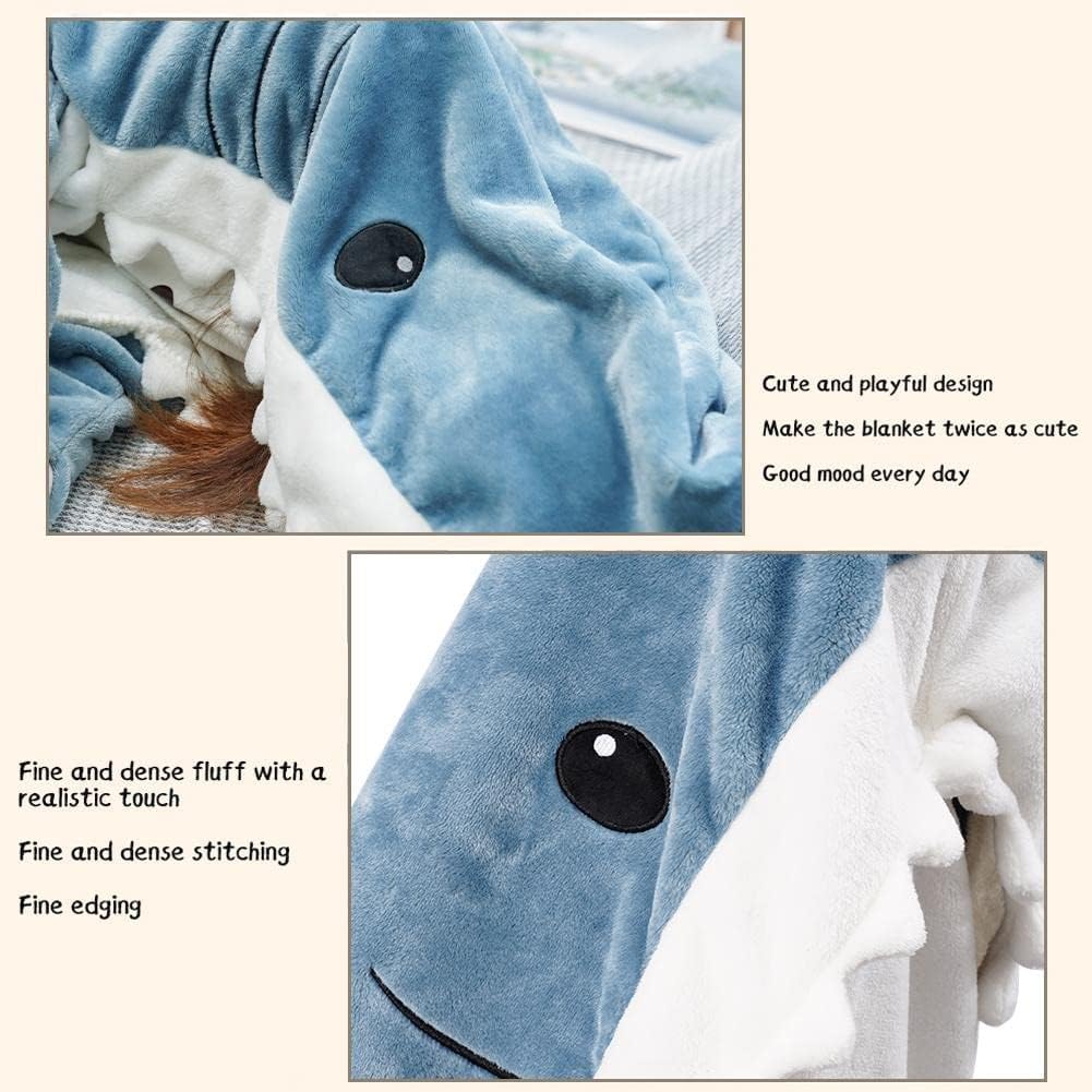 Manta de tiburón para adultos y niños, manta de tiburón súper suave y acogedora con capucha, manta de tiburón con capucha para saco de dormir, manta